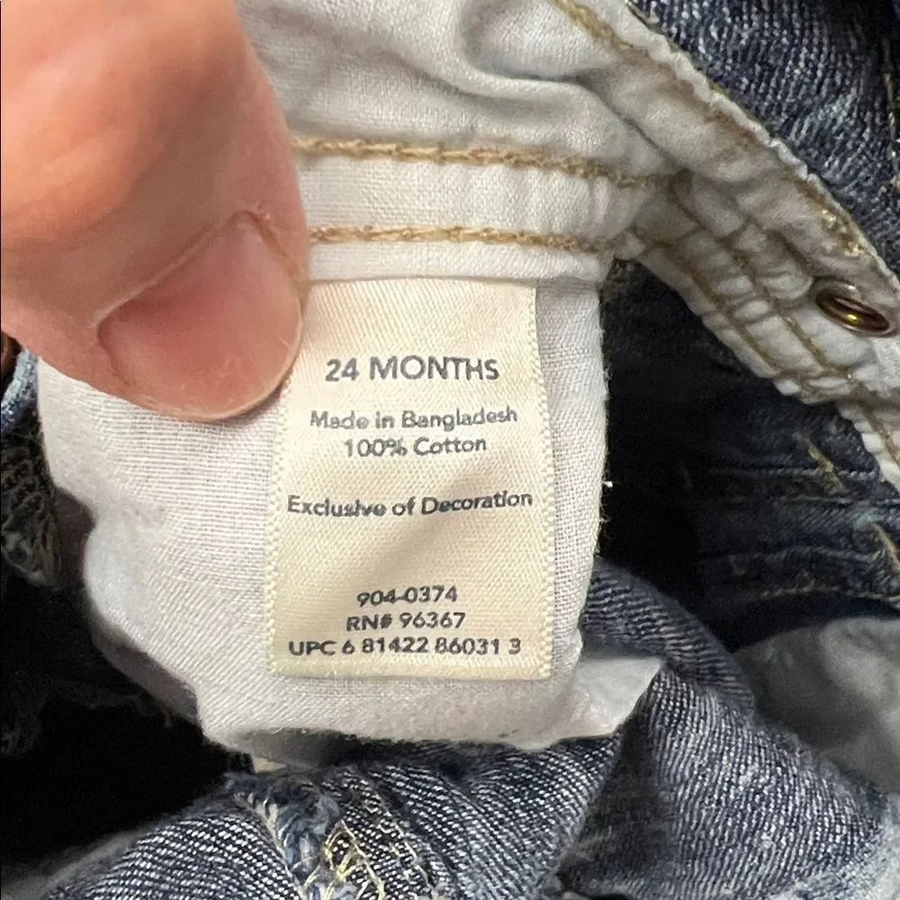 OshKosh B’Gosh embroidered and faded denim overall dress size 24 months